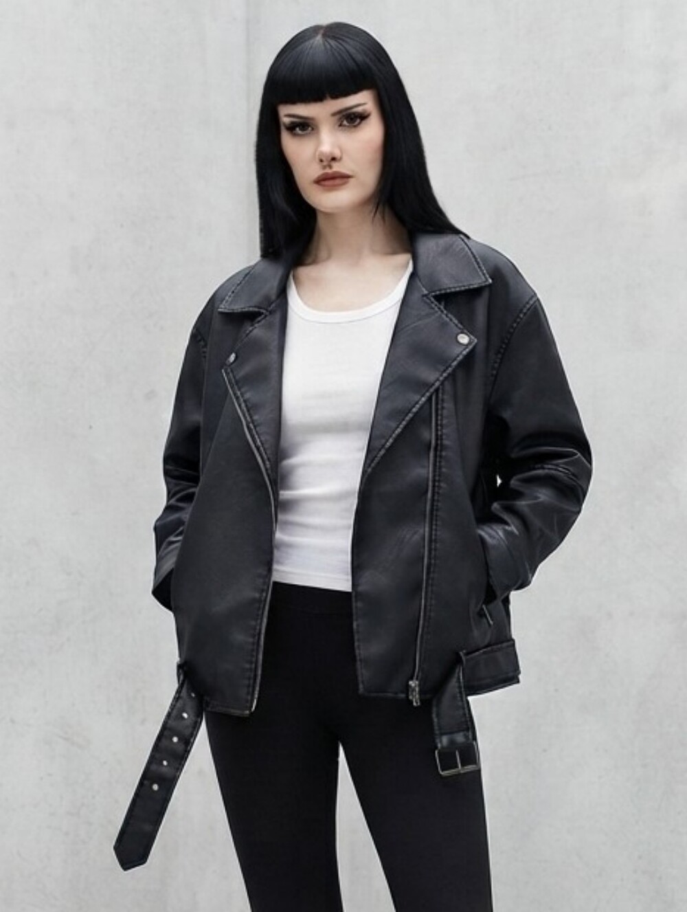 Black Moto Faux Leather Jacket